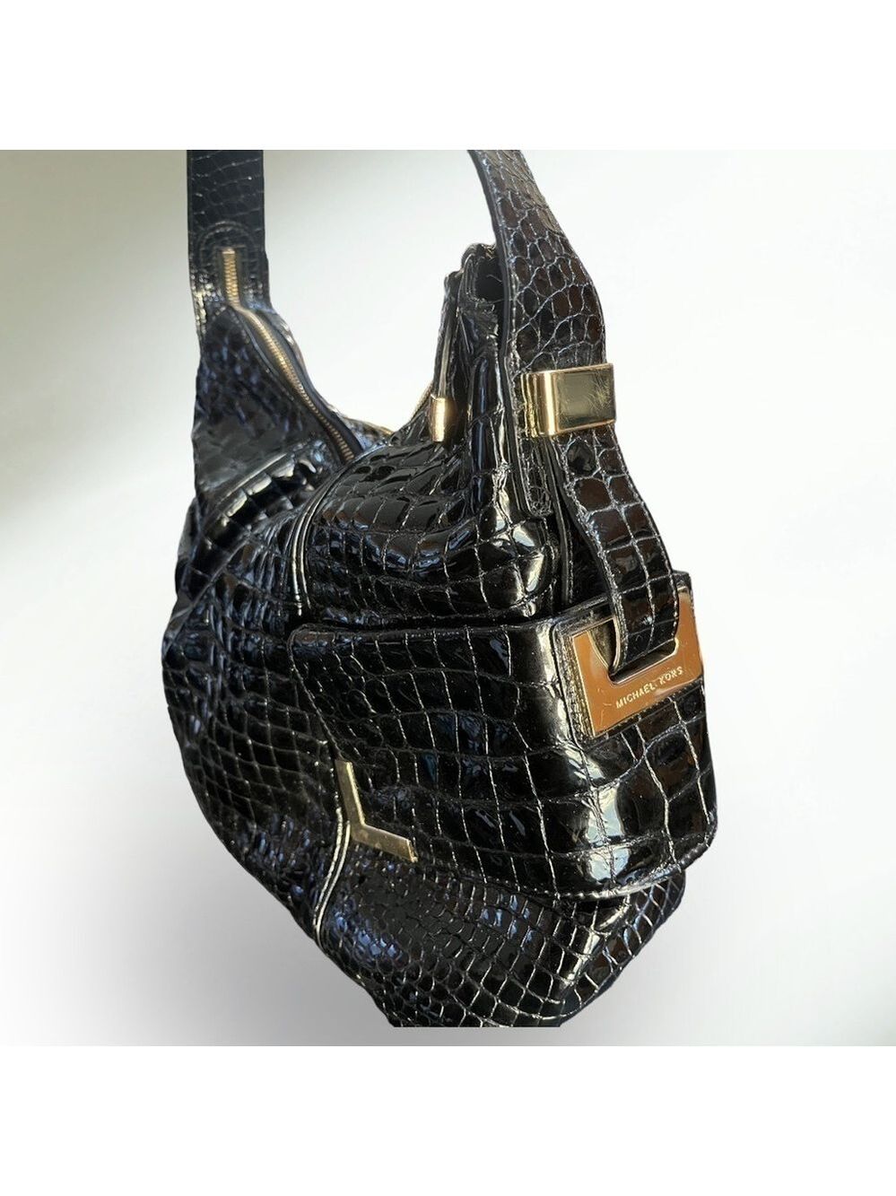 Michael Kors Embossed Croc Black Leather like New beautiful - Picture 5 of 14